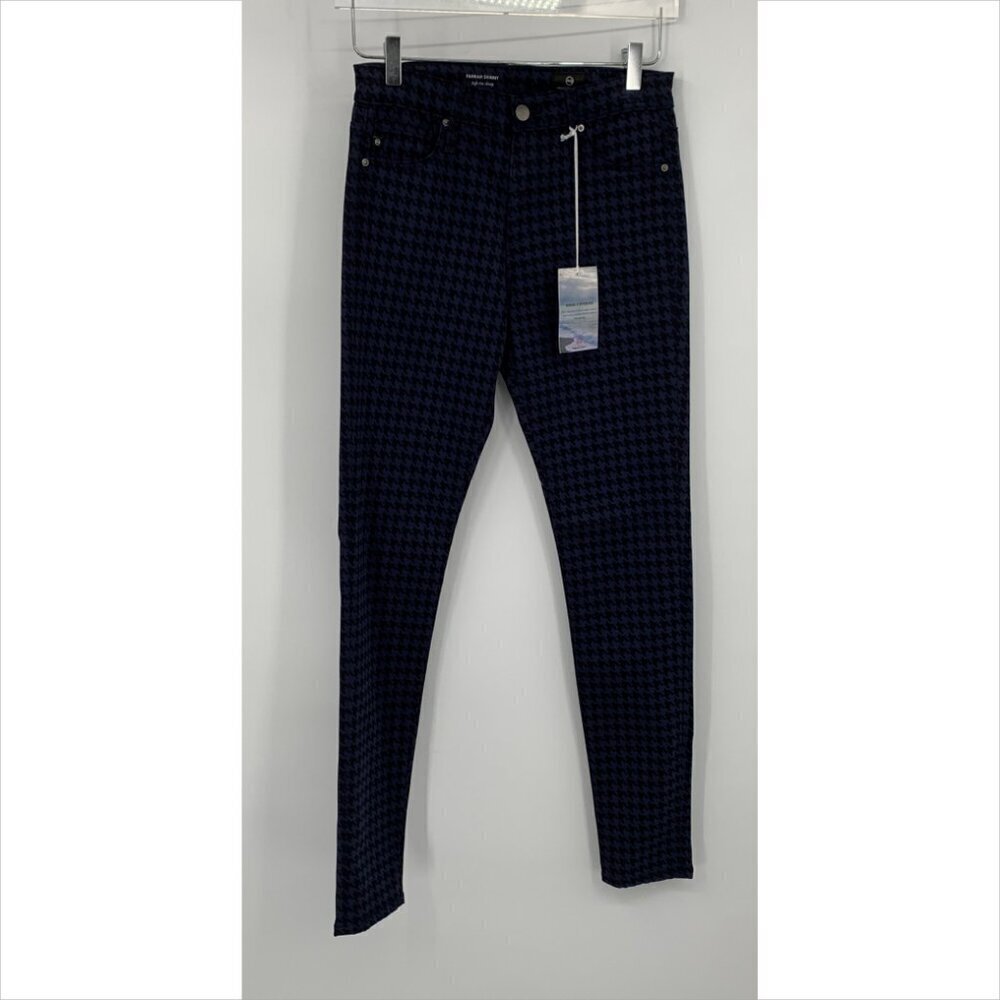 AG Adriano Goldschmied Farrah skinny velvet pants jeans houndstooth navy new 27